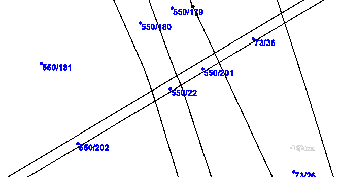 Parcela st. 550/22 v KÚ Donín, Katastrální mapa