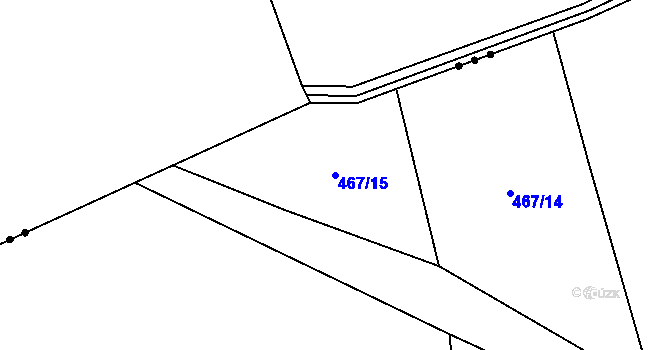 Parcela st. 467/15 v KÚ Donín, Katastrální mapa