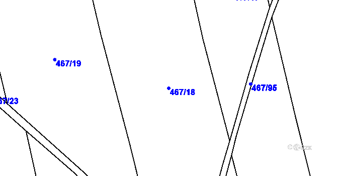 Parcela st. 467/18 v KÚ Donín, Katastrální mapa