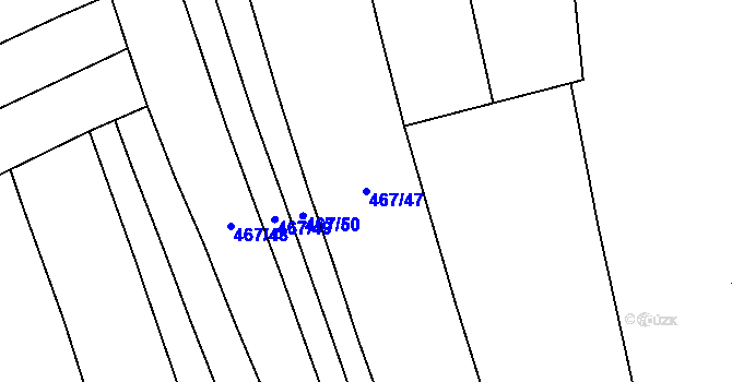 Parcela st. 467/47 v KÚ Donín, Katastrální mapa