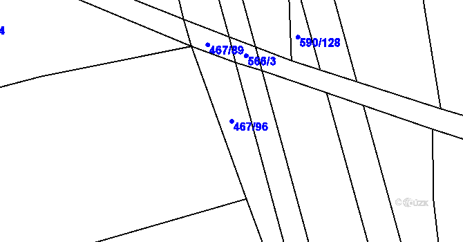 Parcela st. 467/96 v KÚ Donín, Katastrální mapa
