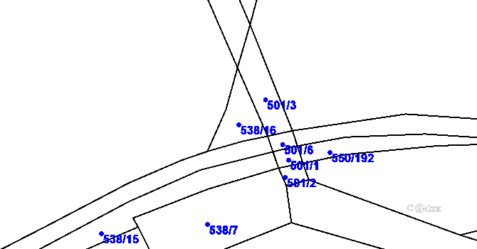 Parcela st. 538/16 v KÚ Donín, Katastrální mapa