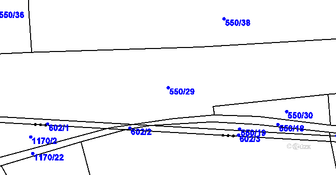 Parcela st. 550/29 v KÚ Donín, Katastrální mapa