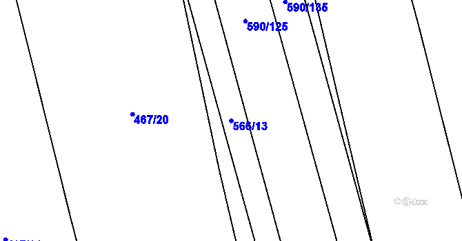 Parcela st. 566/13 v KÚ Donín, Katastrální mapa