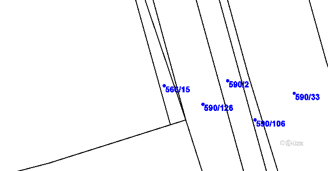 Parcela st. 566/15 v KÚ Donín, Katastrální mapa