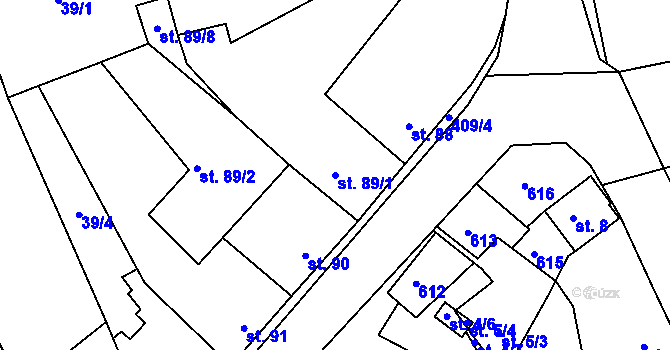 Parcela st. 89/1 v KÚ Toužetín, Katastrální mapa