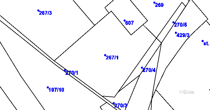 Parcela st. 267/1 v KÚ Toužetín, Katastrální mapa