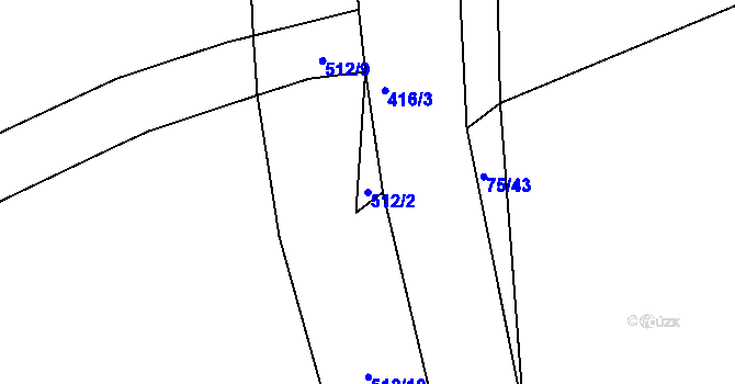 Parcela st. 512/2 v KÚ Toužetín, Katastrální mapa
