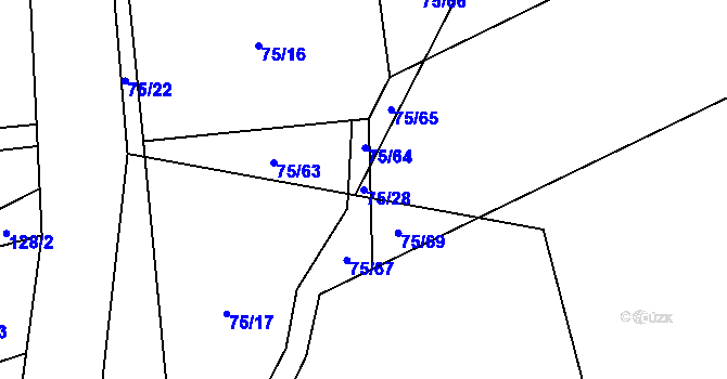 Parcela st. 75/28 v KÚ Toužetín, Katastrální mapa