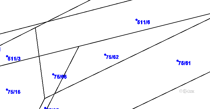 Parcela st. 75/62 v KÚ Toužetín, Katastrální mapa