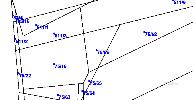 Parcela st. 75/66 v KÚ Toužetín, Katastrální mapa