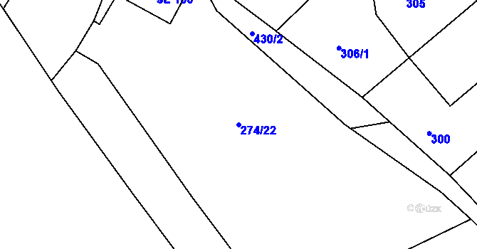 Parcela st. 274/22 v KÚ Toužetín, Katastrální mapa