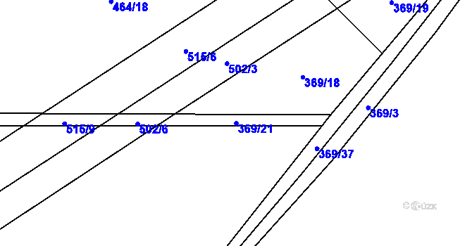 Parcela st. 369/21 v KÚ Toužetín, Katastrální mapa