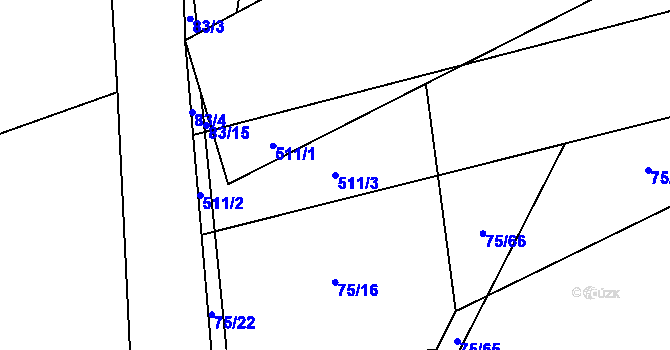 Parcela st. 511/3 v KÚ Toužetín, Katastrální mapa