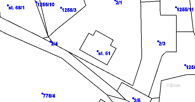Parcela st. 51 v KÚ Kojšovice, Katastrální mapa