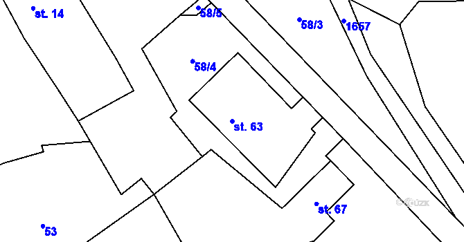 Parcela st. 63 v KÚ Kojšovice, Katastrální mapa