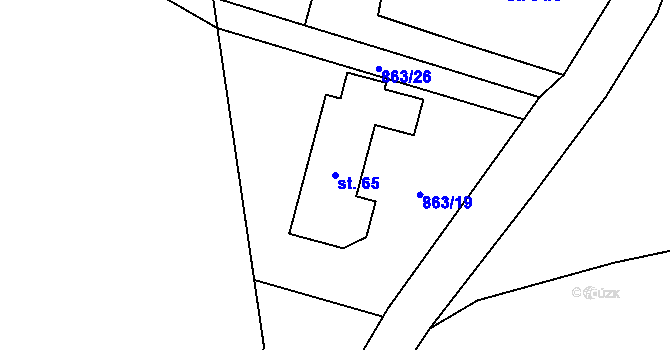Parcela st. 65 v KÚ Kojšovice, Katastrální mapa