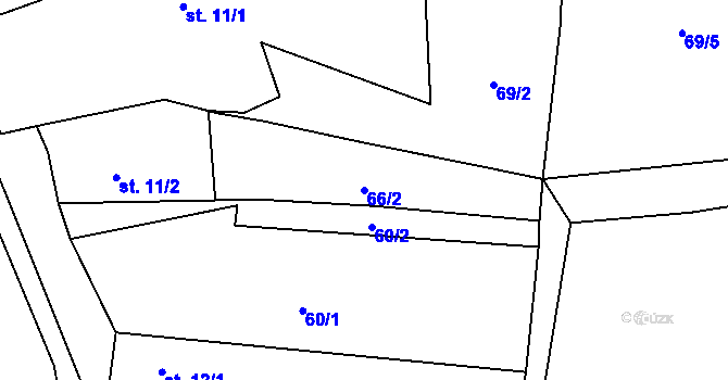 Parcela st. 66/2 v KÚ Kojšovice, Katastrální mapa