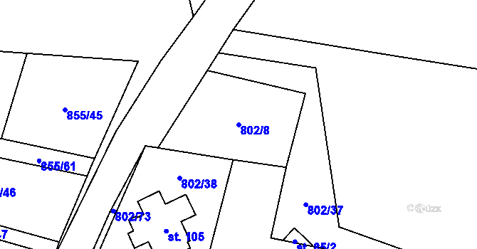 Parcela st. 802/8 v KÚ Kojšovice, Katastrální mapa