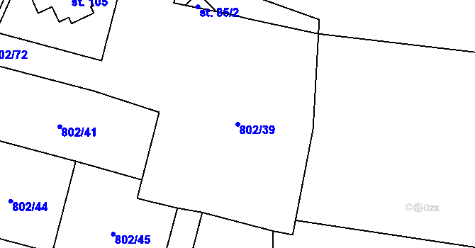 Parcela st. 802/39 v KÚ Kojšovice, Katastrální mapa
