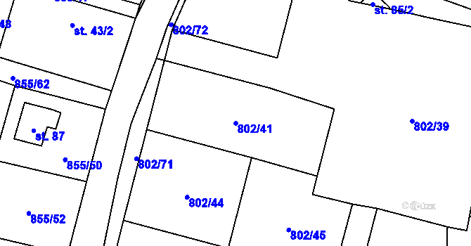 Parcela st. 802/41 v KÚ Kojšovice, Katastrální mapa