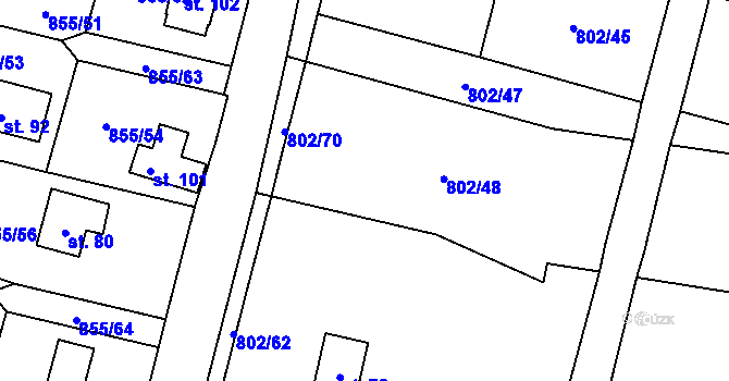 Parcela st. 802/50 v KÚ Kojšovice, Katastrální mapa