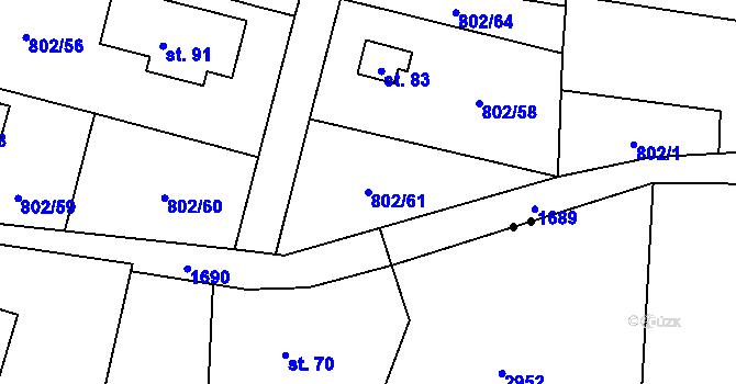 Parcela st. 802/61 v KÚ Kojšovice, Katastrální mapa