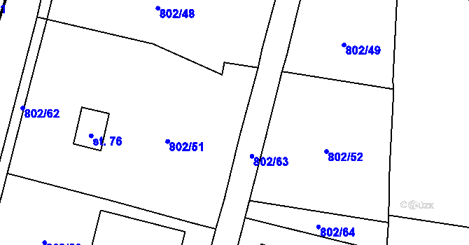 Parcela st. 802/66 v KÚ Kojšovice, Katastrální mapa