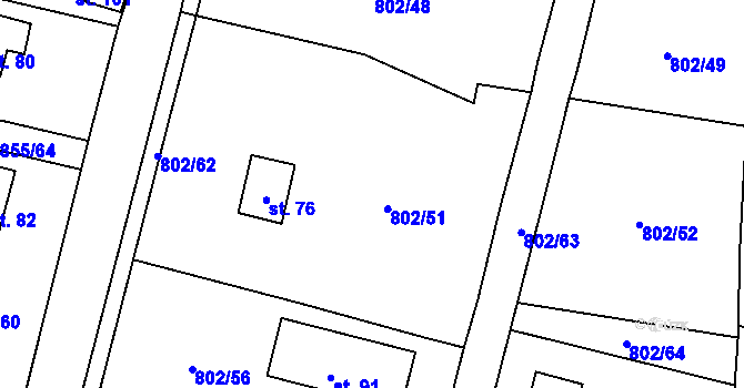 Parcela st. 802/68 v KÚ Kojšovice, Katastrální mapa