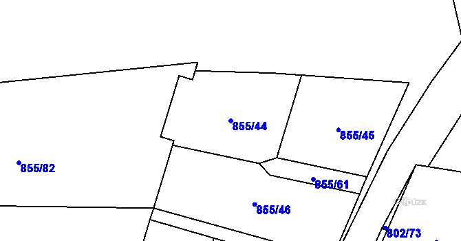 Parcela st. 855/44 v KÚ Kojšovice, Katastrální mapa