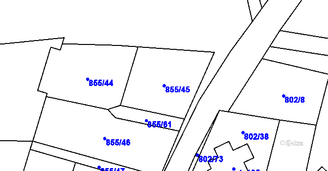Parcela st. 855/45 v KÚ Kojšovice, Katastrální mapa
