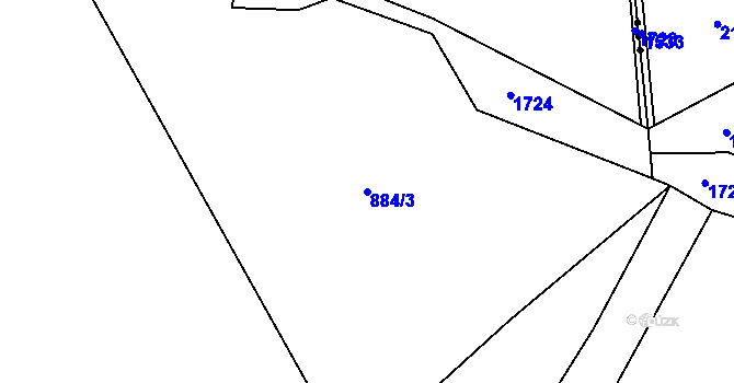 Parcela st. 884/3 v KÚ Kojšovice, Katastrální mapa