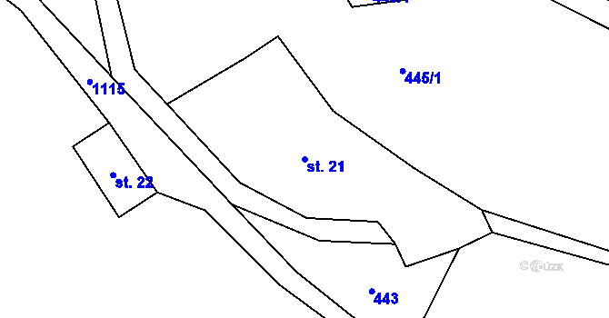Parcela st. 21 v KÚ Lachovice, Katastrální mapa