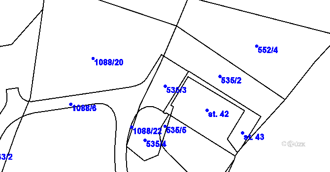 Parcela st. 535/3 v KÚ Lachovice, Katastrální mapa