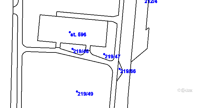 Parcela st. 219/47 v KÚ Toužim, Katastrální mapa