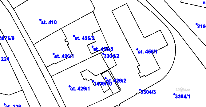 Parcela st. 3304/2 v KÚ Toužim, Katastrální mapa