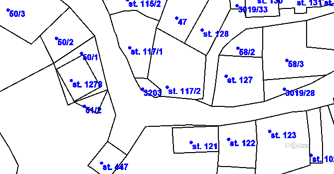 Parcela st. 117/2 v KÚ Toužim, Katastrální mapa
