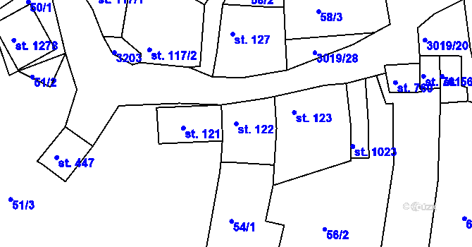 Parcela st. 122 v KÚ Toužim, Katastrální mapa