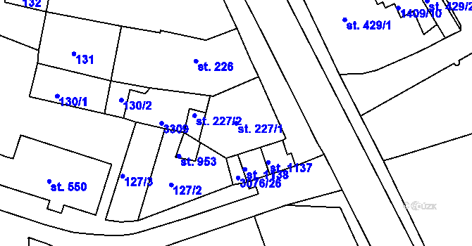 Parcela st. 227/1 v KÚ Toužim, Katastrální mapa