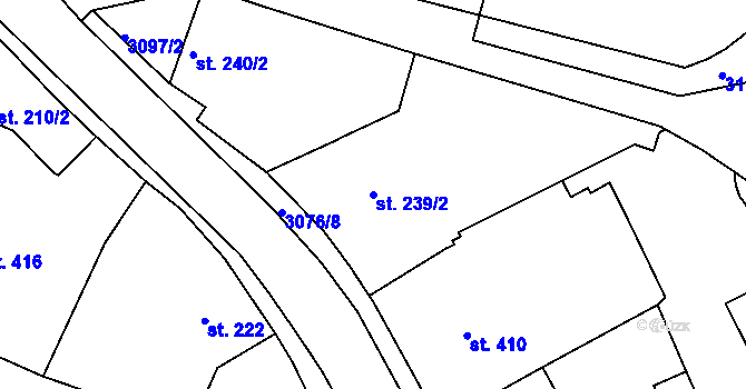 Parcela st. 239/2 v KÚ Toužim, Katastrální mapa