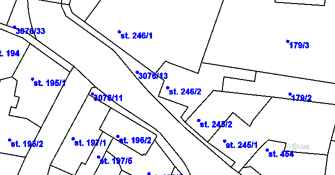 Parcela st. 246/2 v KÚ Toužim, Katastrální mapa