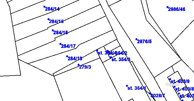 Parcela st. 354/4 v KÚ Toužim, Katastrální mapa