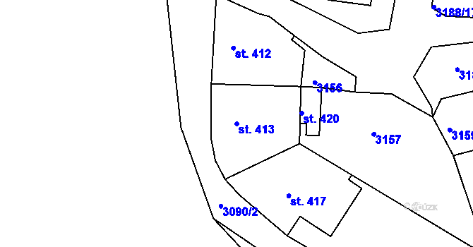 Parcela st. 413 v KÚ Toužim, Katastrální mapa