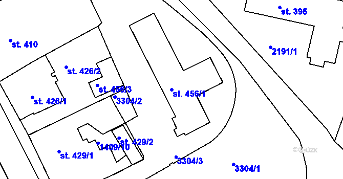 Parcela st. 456/1 v KÚ Toužim, Katastrální mapa