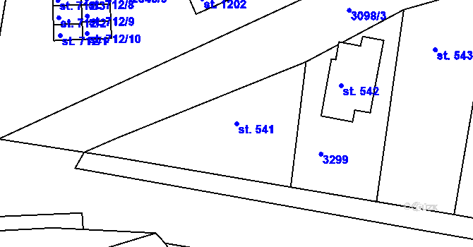 Parcela st. 541 v KÚ Toužim, Katastrální mapa