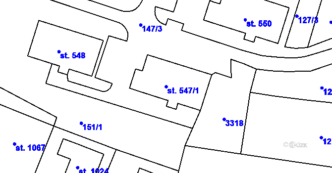 Parcela st. 547/1 v KÚ Toužim, Katastrální mapa