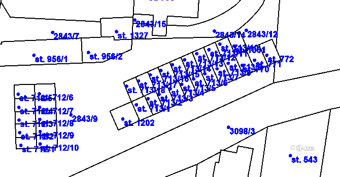 Parcela st. 713/4 v KÚ Toužim, Katastrální mapa