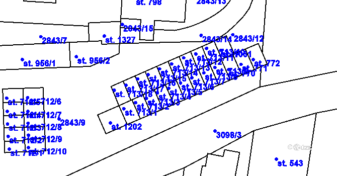 Parcela st. 713/5 v KÚ Toužim, Katastrální mapa