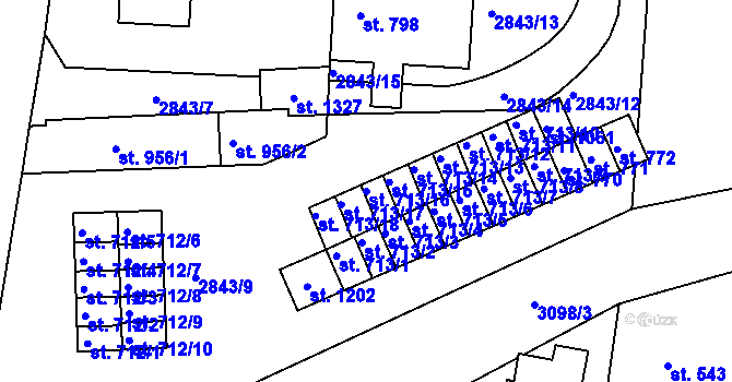 Parcela st. 713/16 v KÚ Toužim, Katastrální mapa