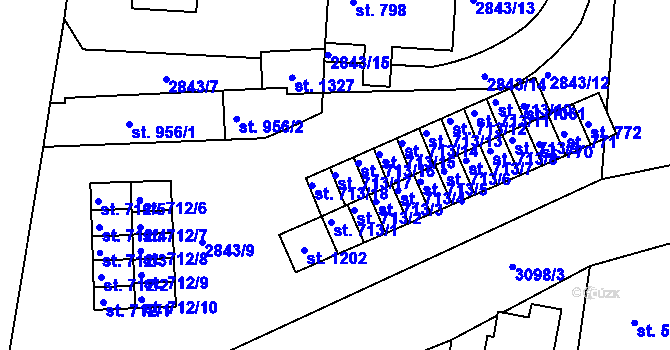 Parcela st. 713/17 v KÚ Toužim, Katastrální mapa